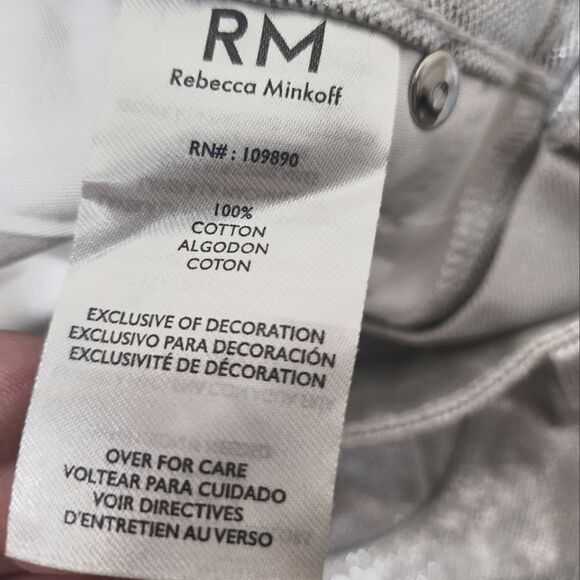 Rebecca Minkoff Silver Metallic High-Waisted Jeans NWOT - Picture 9 of 9
